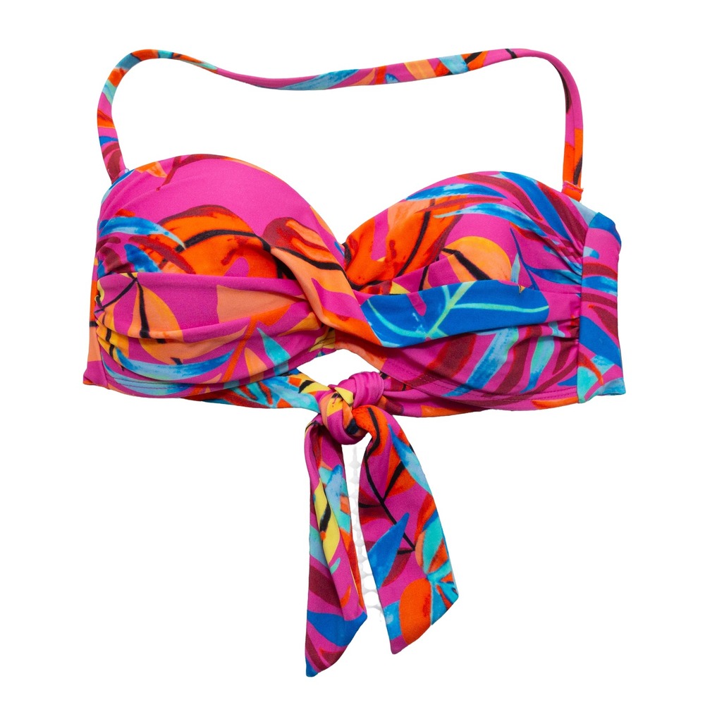 Bar III Bikini Top Womens Small Pink New Paradise Palms Underwire Twist Halter
